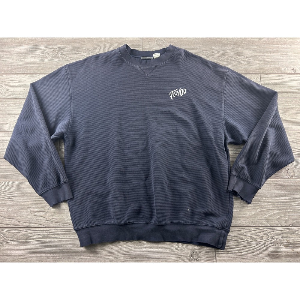 Vintage Time Out Faygo Soda Ribbed Sweatshirt Mens XL Navy Blue Pullover